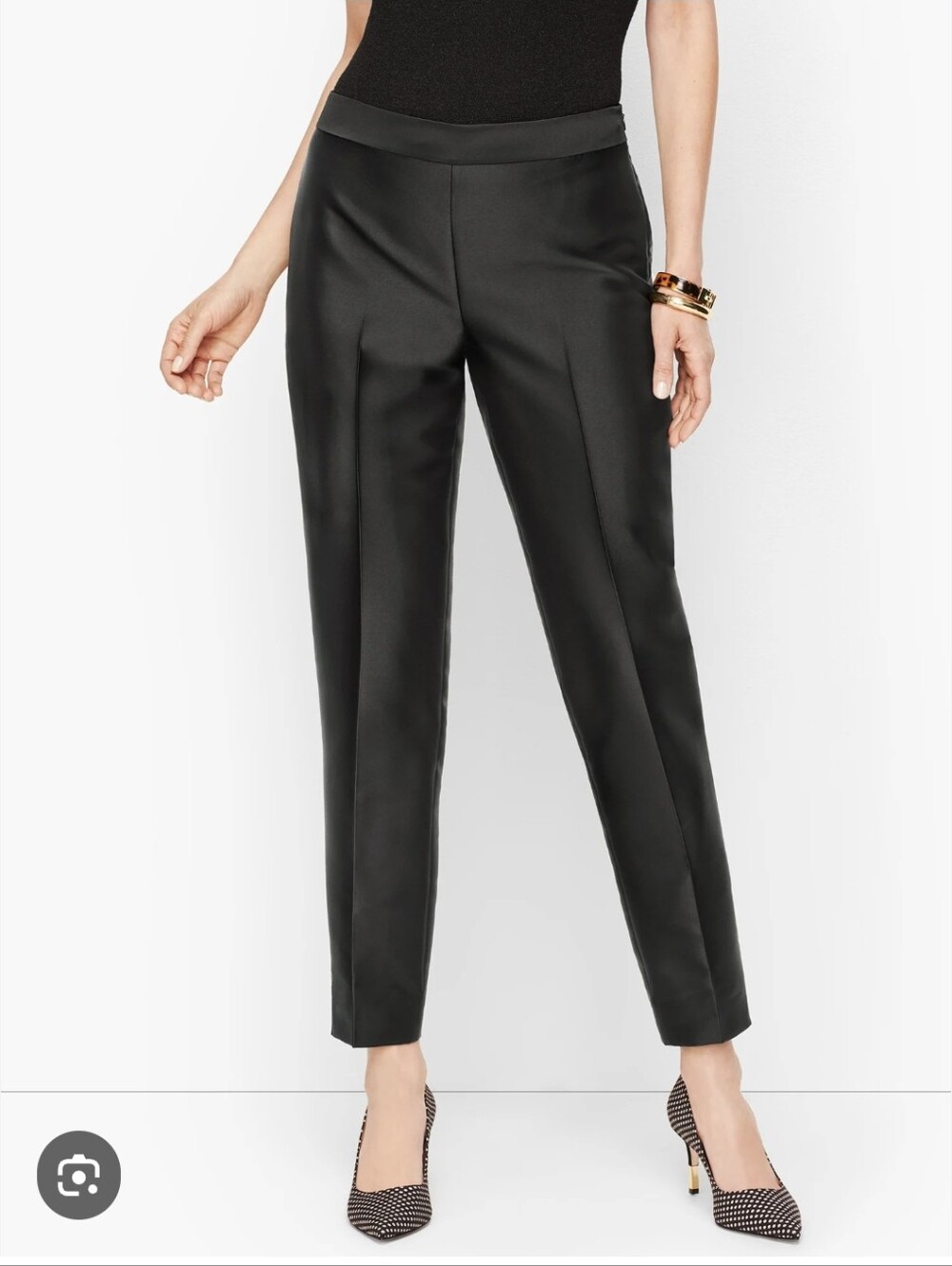 Talbots Silk Cotton Gazar Tailored Black Ankle Dress Pants Party Elegant 14 NWT